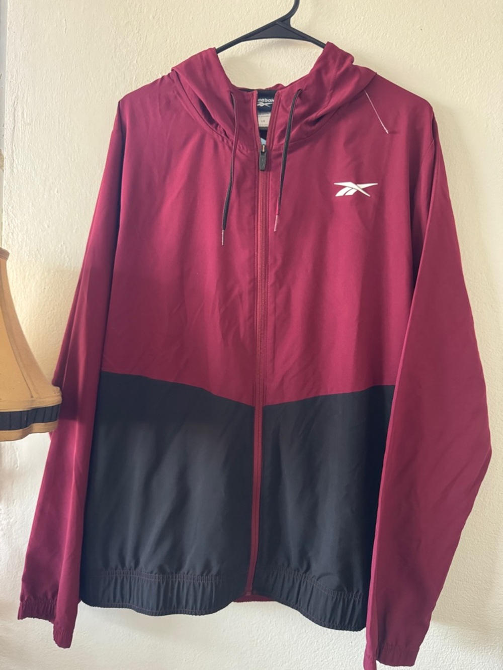 Reebok Maroon and Black Full-Zip Hooded Windbreaker